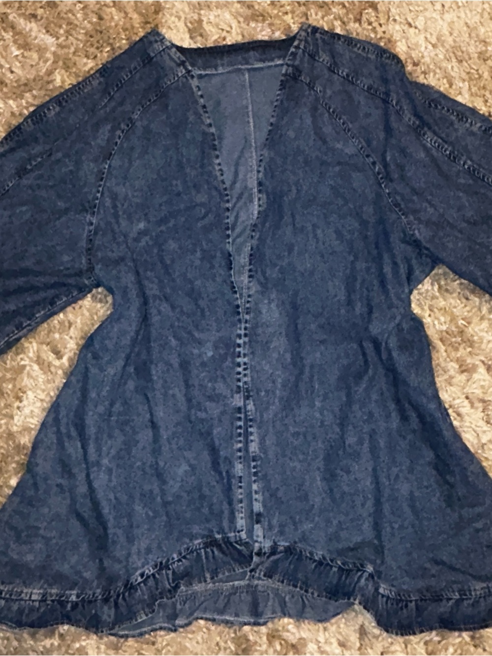 Women's Dark Blue Open-Front Denim Jacket
